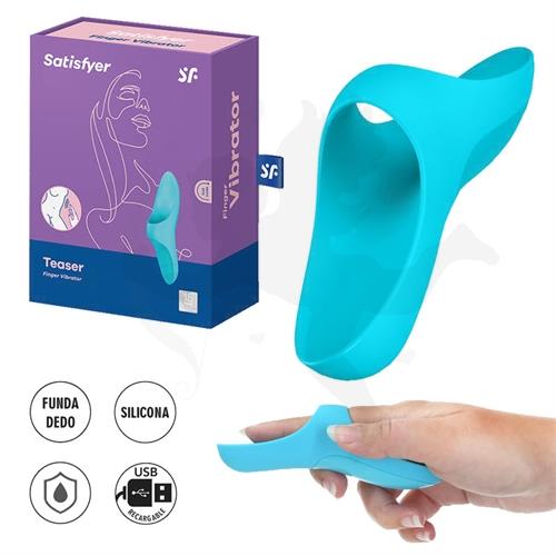 Teaser light blue Vibrador para dedo con carga UBS